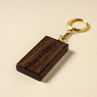 Hand Carved Tarkashi Inlay Rosewood Keychain