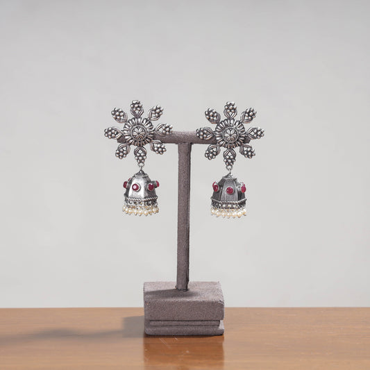 Antique Finish Oxidised German Silver Earrings