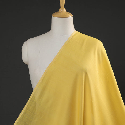 Yellow - Maheshwari Silk Cotton Pure Handloom Fabric