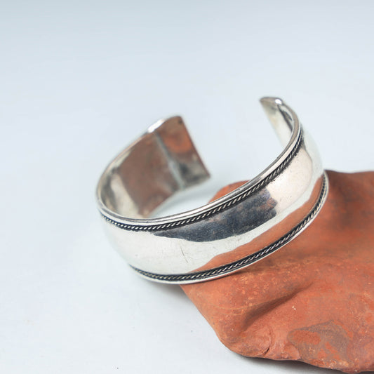 Antique Silver Finish Oxidised Brass Base Cuff Bracelet (Adjustable)