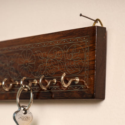 Hand Carved Tarkashi Inlay Rosewood Keyholder (2 x 7 in)