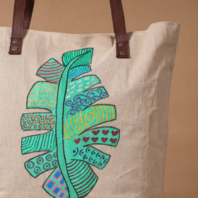 Leaf handpainted shoulder bag for women 10 - handcrafted