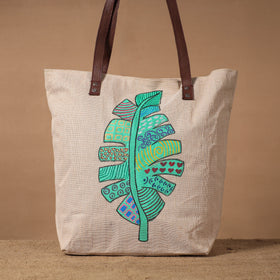 Leaf handpainted shoulder bag for women 10 - handcrafted
