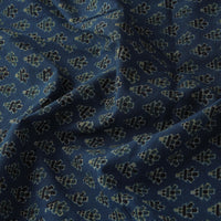 Blue - Motifs On Indigo Ajrakh Hand Block Printed Cotton Fabric