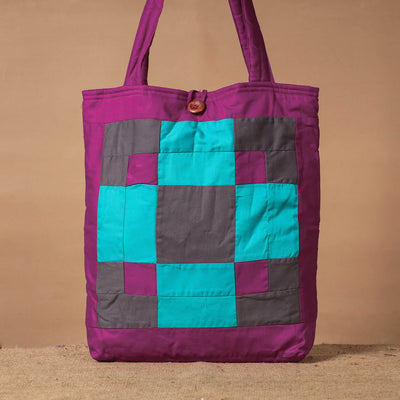 Purple - Patchwork Quilted Cotton Reflections Shoulder Bag