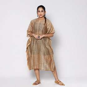  Bagru Block Printing Chanderi Silk Kaftan with Tie-Up Waist 