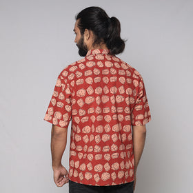 Bindaas Block Printed Natural Dyed Cotton Men Half Sleeve Shirt