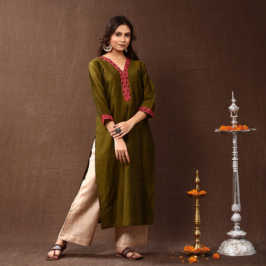 plain silk kurta