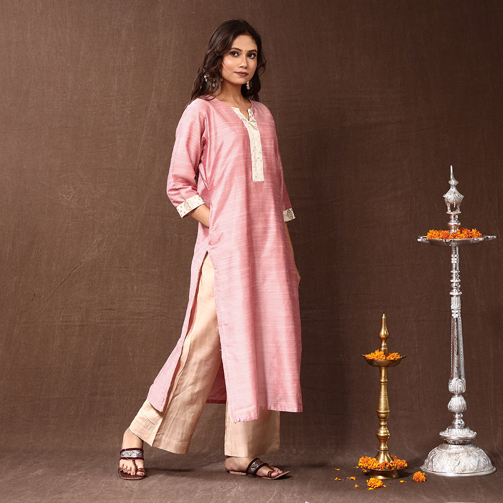 plain silk kurta