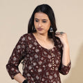  Bagru Hand Block Printed Cotton A-Line Long Kurta 07 