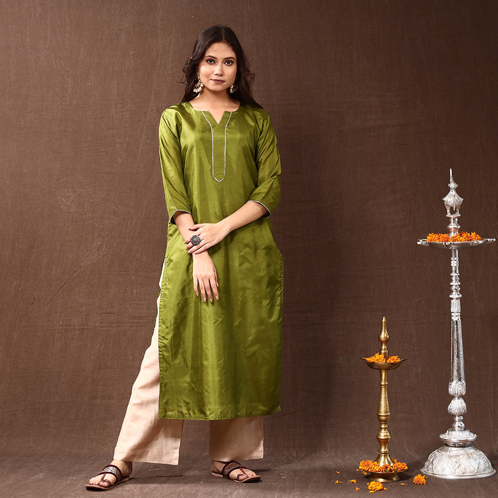 plain silk kurta