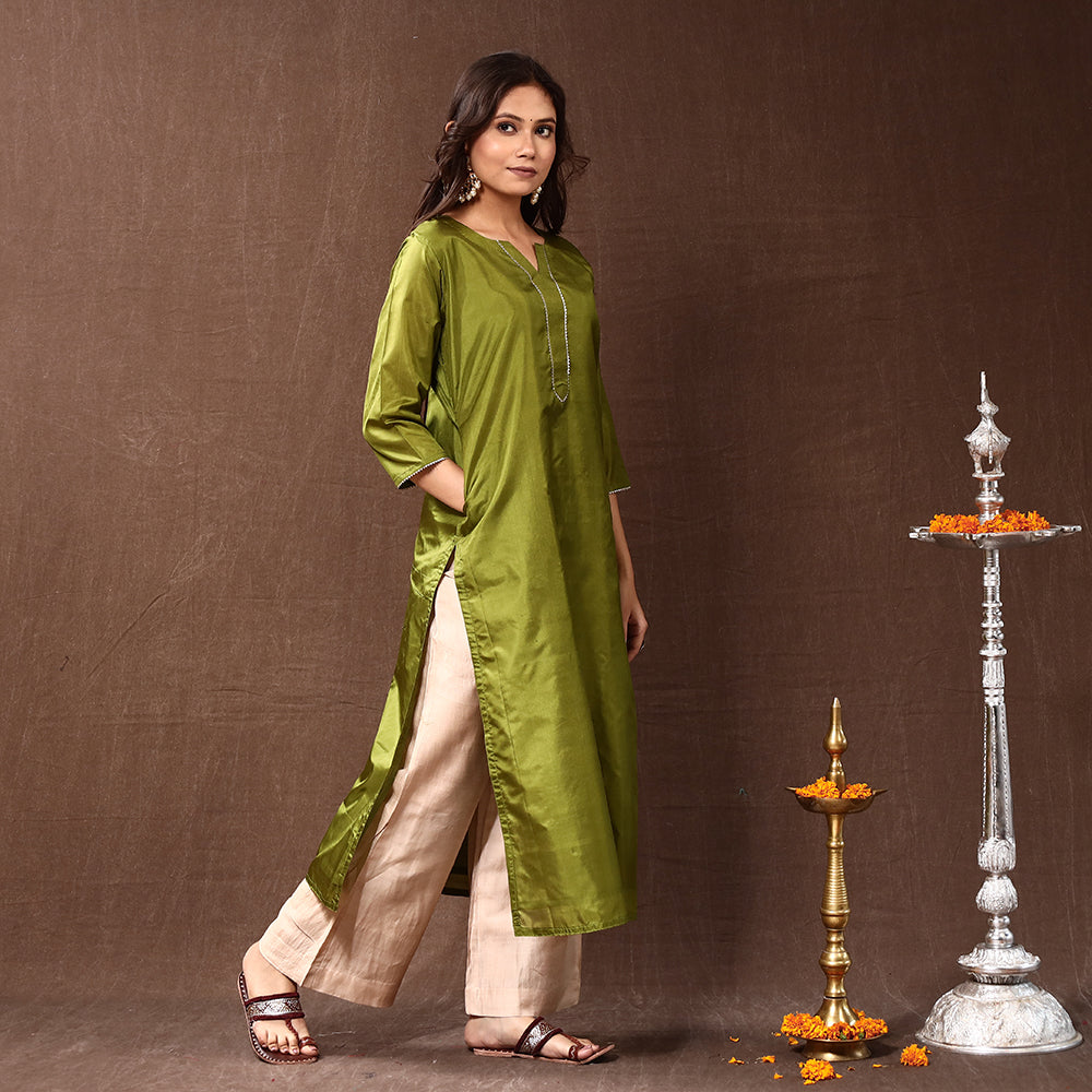 plain silk kurta