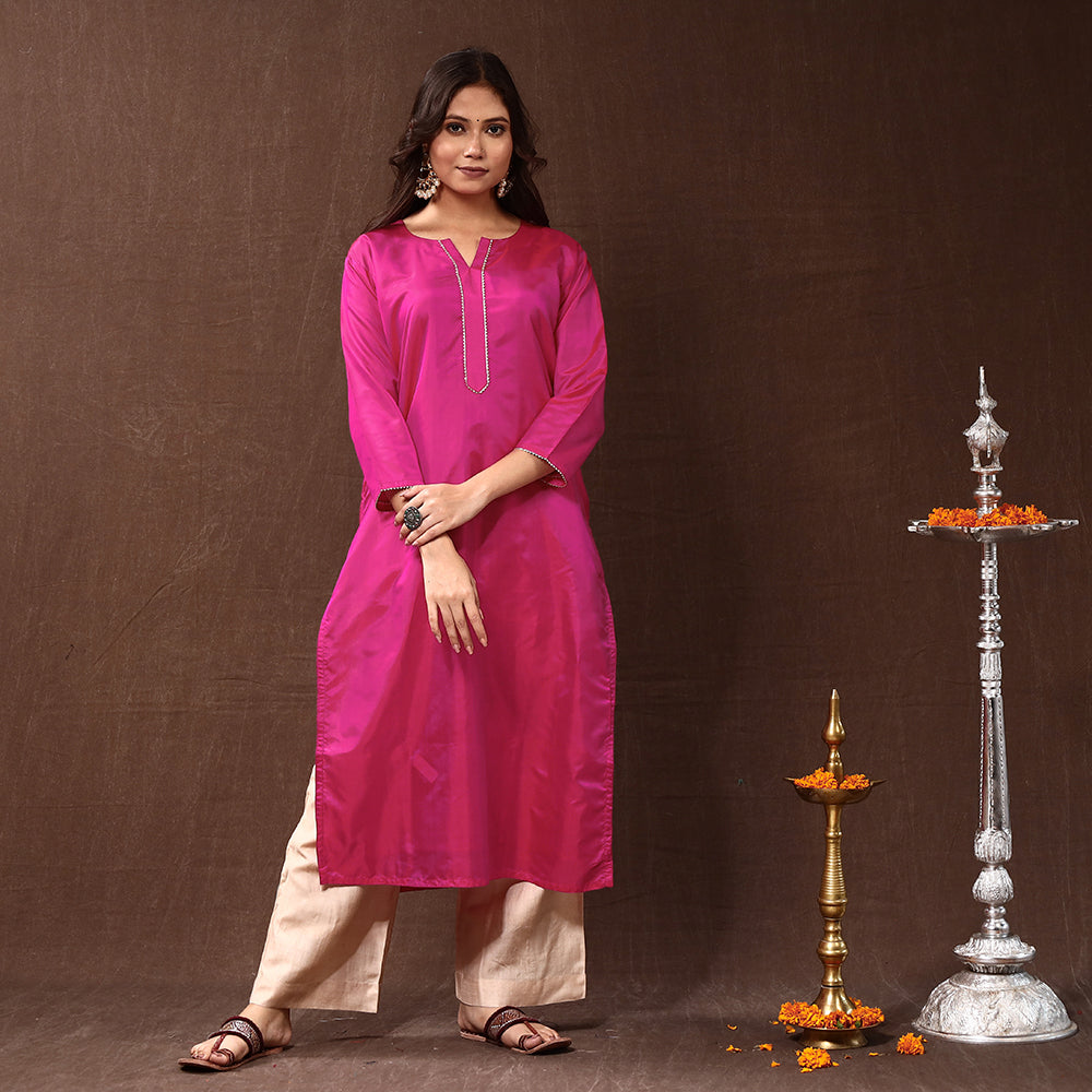 plain silk kurta