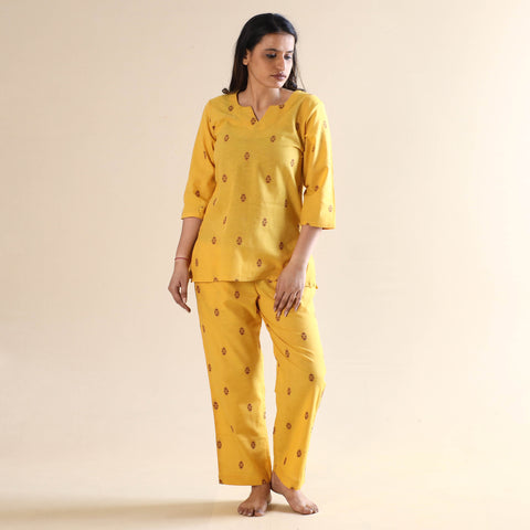 Jacquard Cotton Top & Pyjama Night Suit Set
 
 