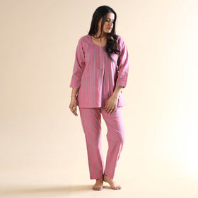 Buy Jacquard Cotton Top & Pyjama Night Suit Set Online at iTokri.com