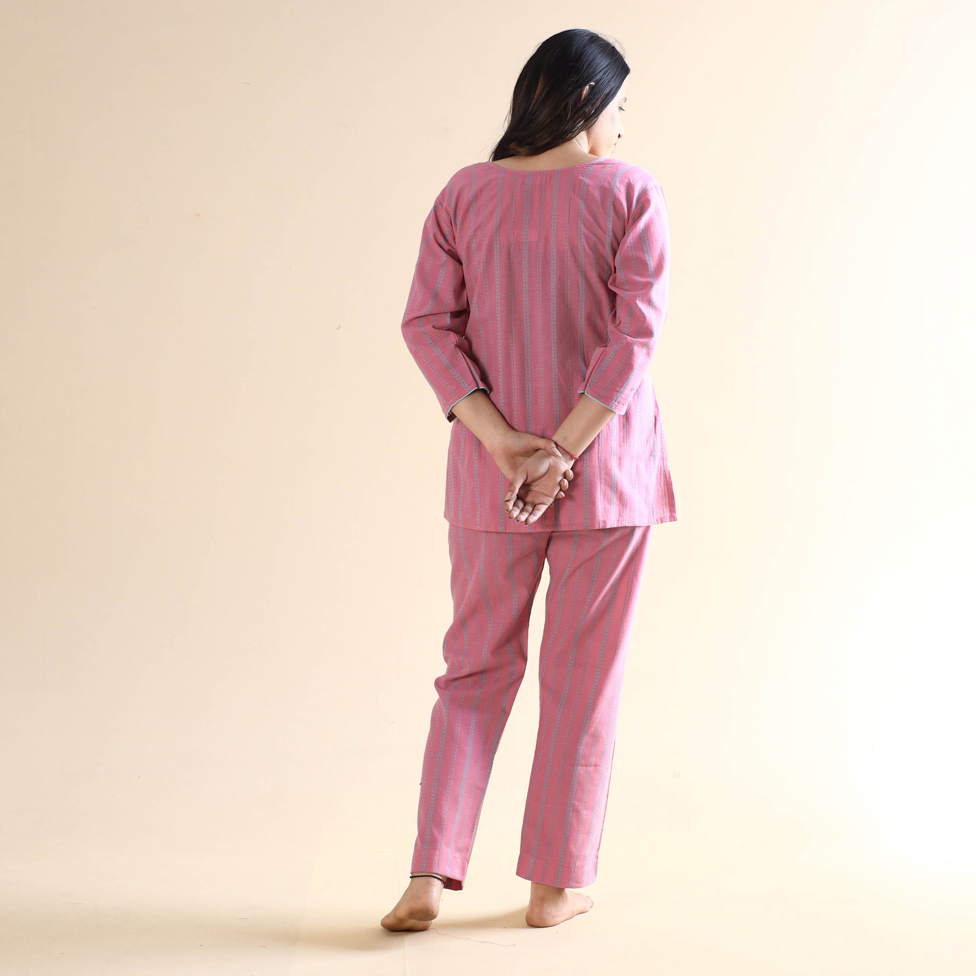 Buy Jacquard Cotton Top & Pyjama Night Suit Set Online at iTokri.com