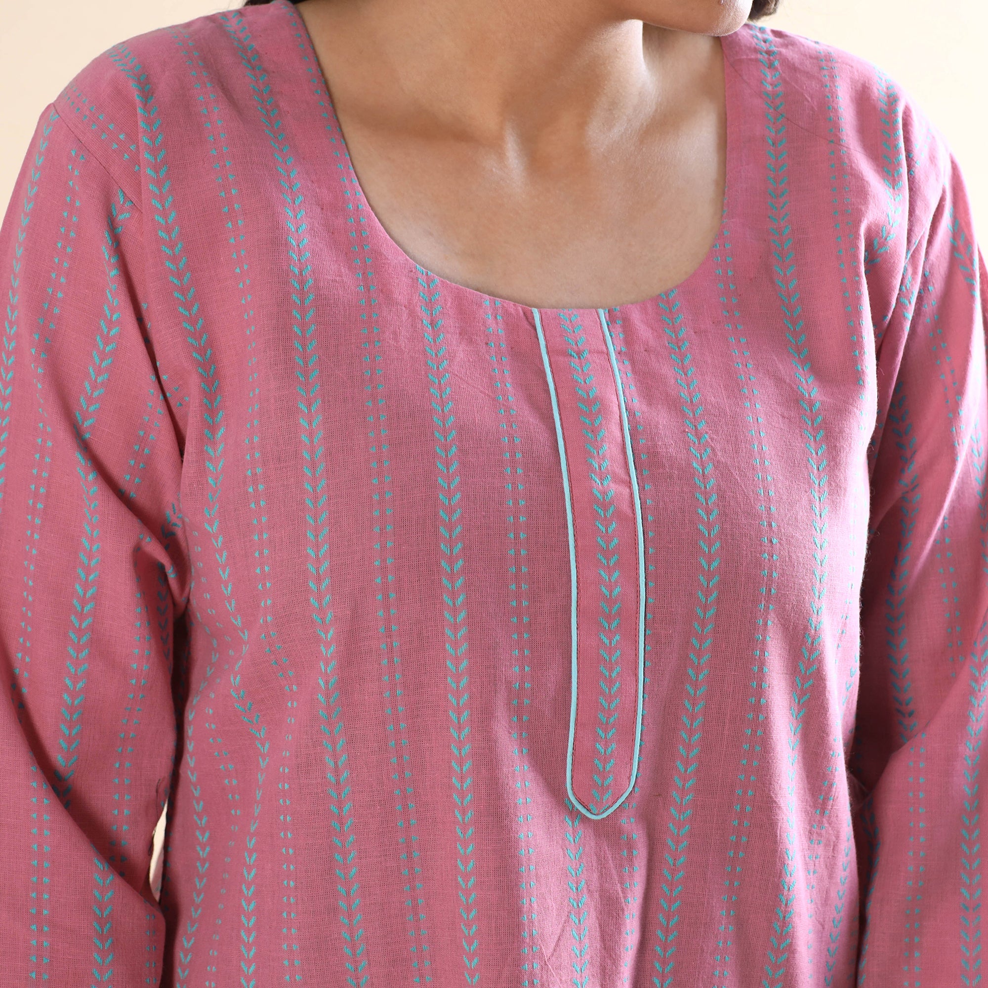 Buy Jacquard Cotton Top & Pyjama Night Suit Set Online at iTokri.com