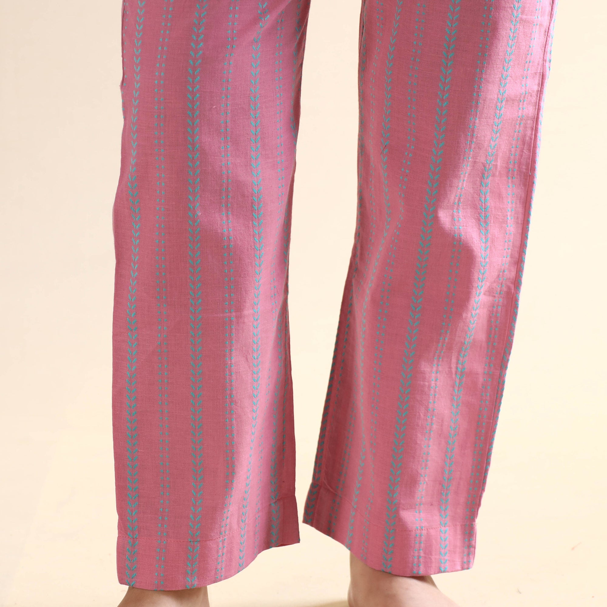 Buy Jacquard Cotton Top & Pyjama Night Suit Set Online at iTokri.com