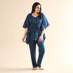 Buy Jacquard Cotton Kaftan & Pyjama Night Suit Set Online at iTokri.com