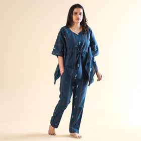 Buy Jacquard Cotton Kaftan & Pyjama Night Suit Set Online at iTokri.com