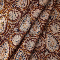 Brown - Kalamkari Block Printed Natural Dyed Cotton Fabric