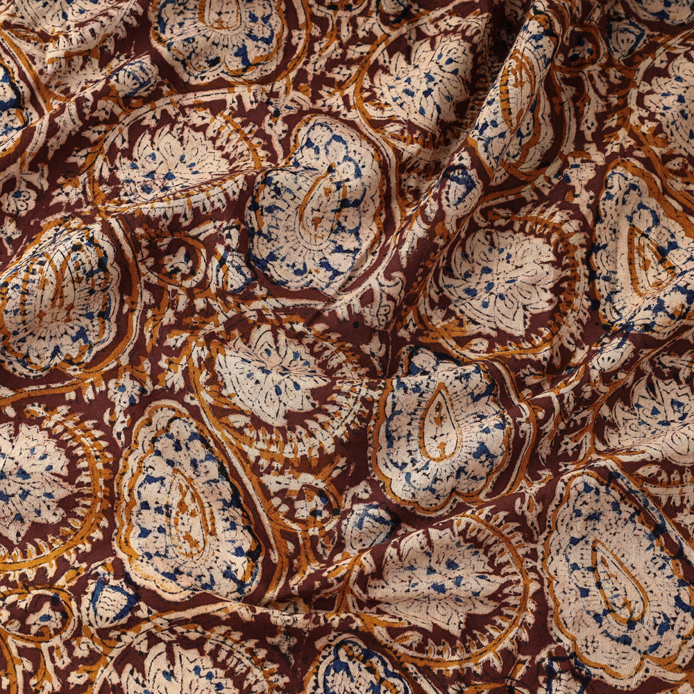 Brown - Kalamkari Block Printed Natural Dyed Cotton Fabric