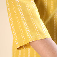 Yellow Jacquard Cotton Top & Pyjama Night Suit Set