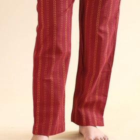Red jacquard cotton top & pyjama night suit set