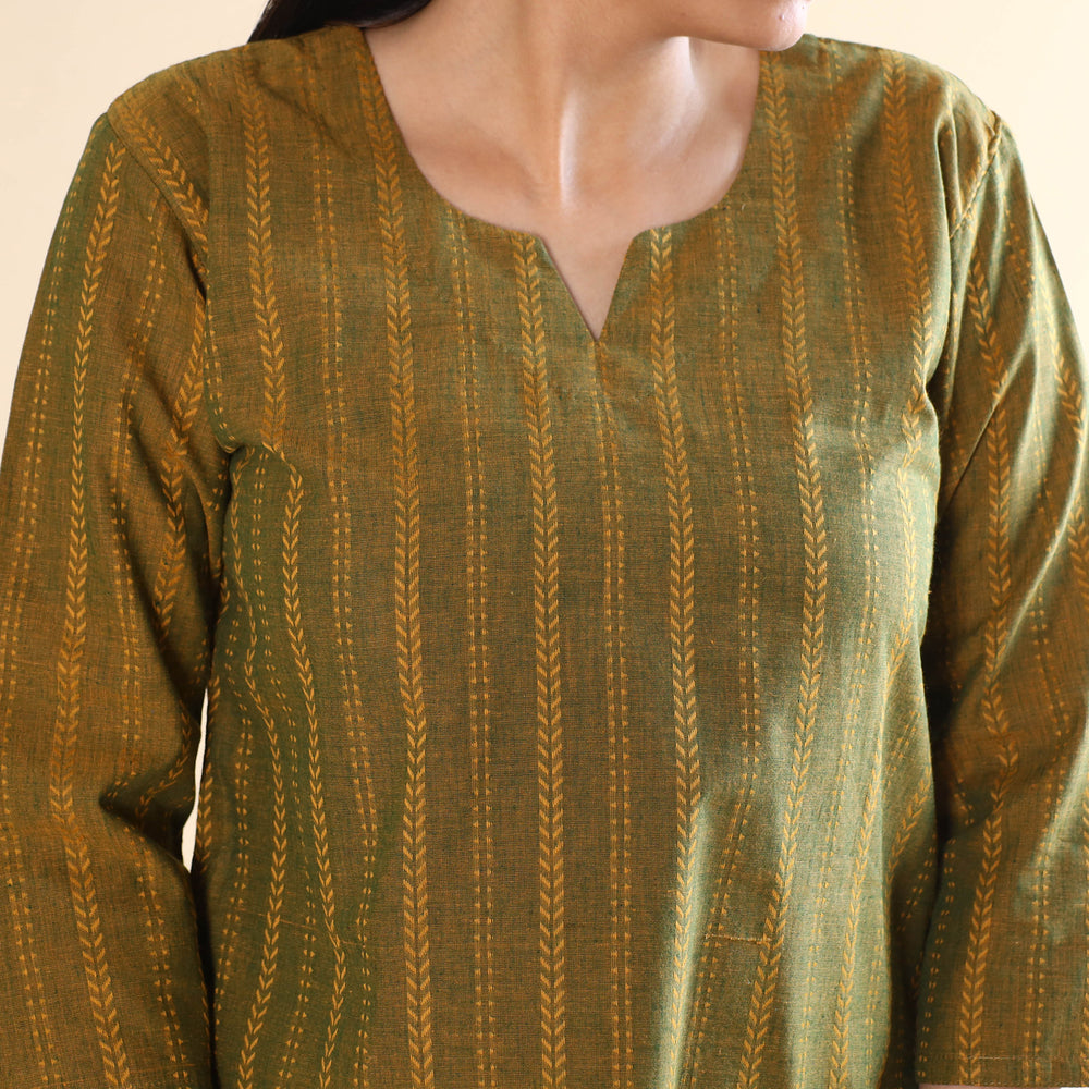 Green - Jacquard Cotton Top & Pyjama Night Suit Set