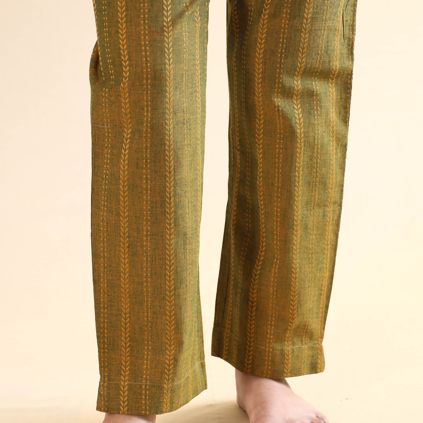 Green - Jacquard Cotton Top & Pyjama Night Suit Set