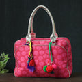 Pink Jaipur Multicolour Printed Cotton Handbag with Tassels
