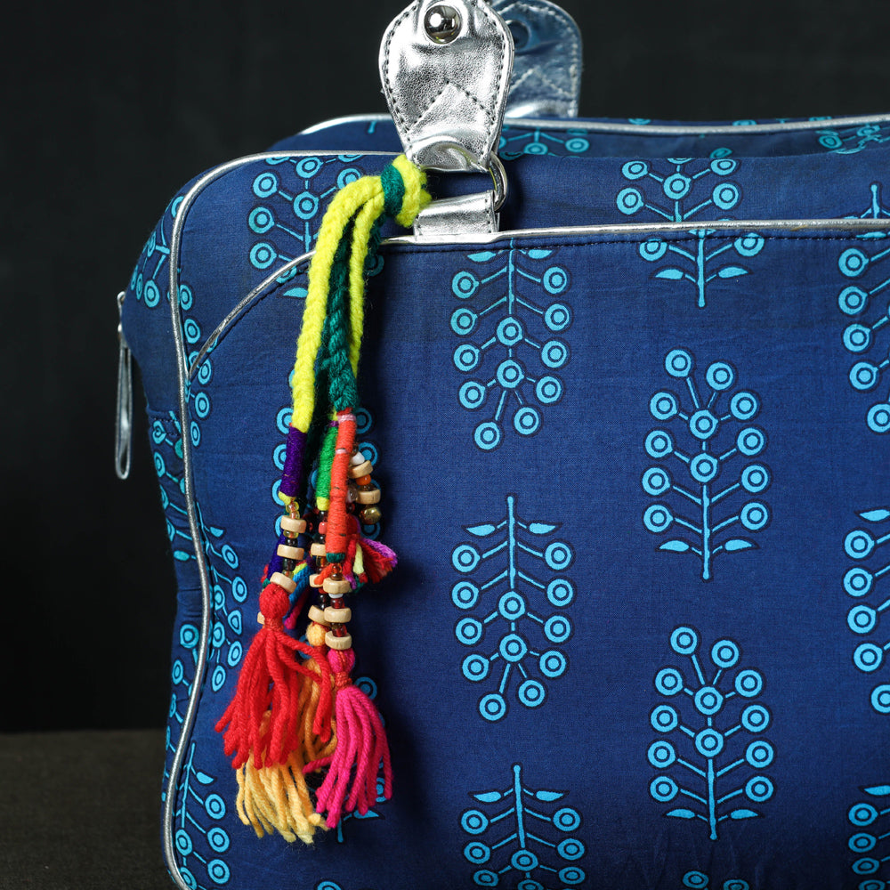 Jaipur Multicolour Printed Cotton Handbag with Tassels by Nidhi