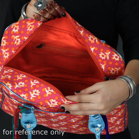 Red Jaipur Multicolour Printed Cotton Handbag with Tassels