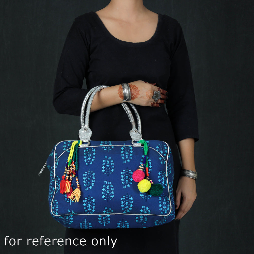 Jaipur Multicolour Printed Cotton Handbag with Tassels by Nidhi