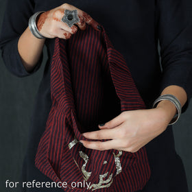 Maroon Hand Block Print Cotton Hand Bag
