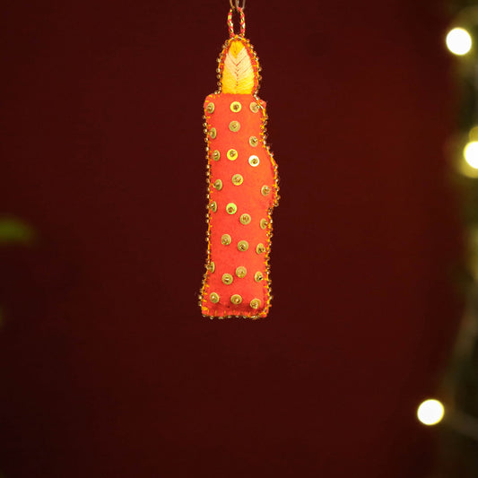 Candle - Handmade Felt & Beadwork Christmas Ornament