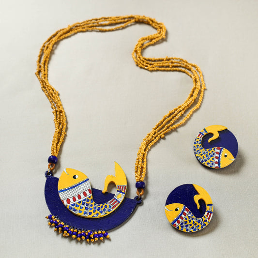 Neelpari - Madhubani Handpainted Wooden Necklace Set