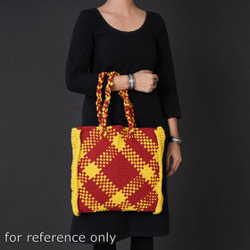 Black Handwoven Upcycled Cotton Hand/Lunch Bag
