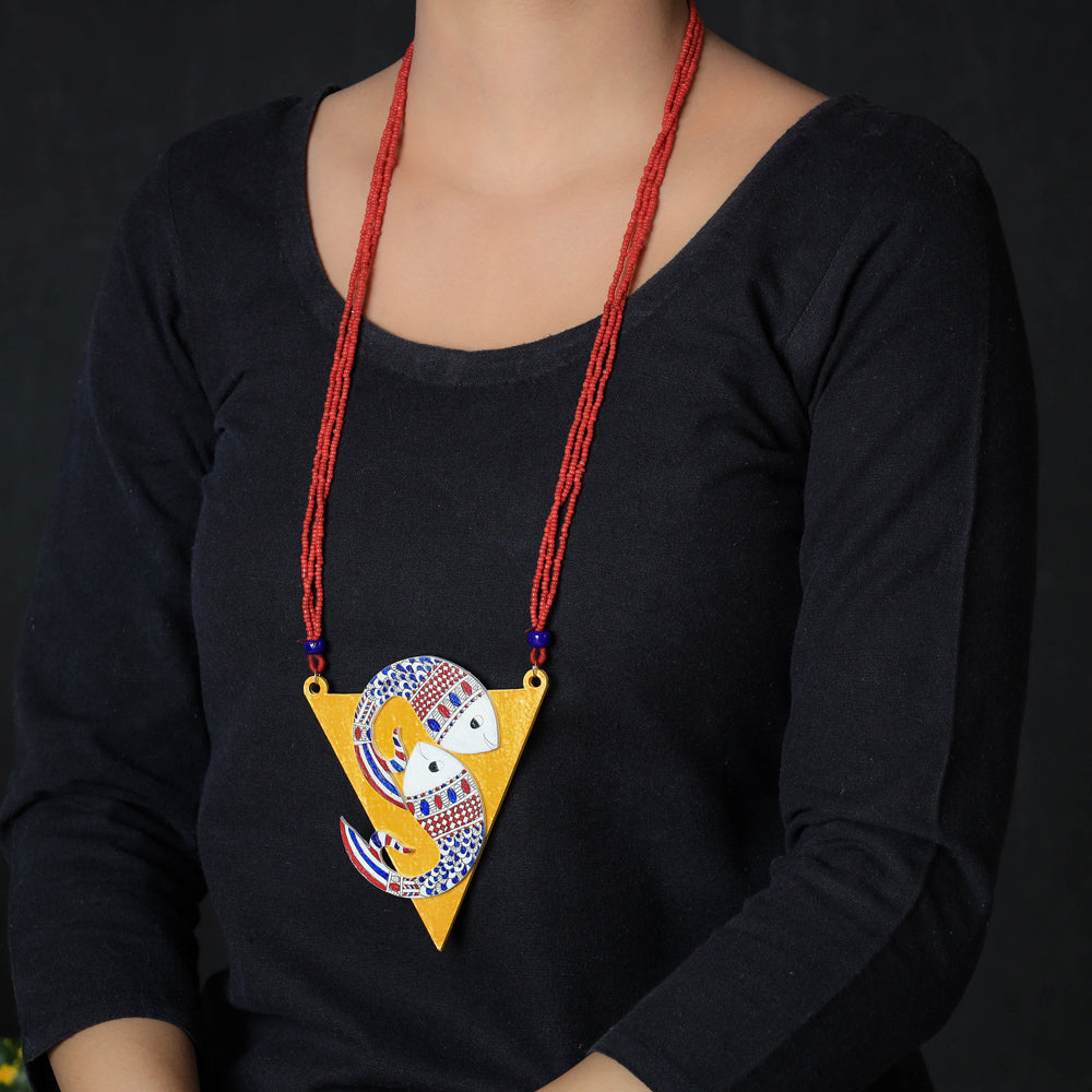 madhubani wooden necklace set