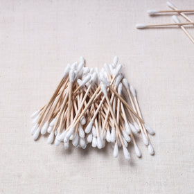  Bamboo Wood Cotton Earbuds 