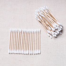  Bamboo Wood Cotton Earbuds 