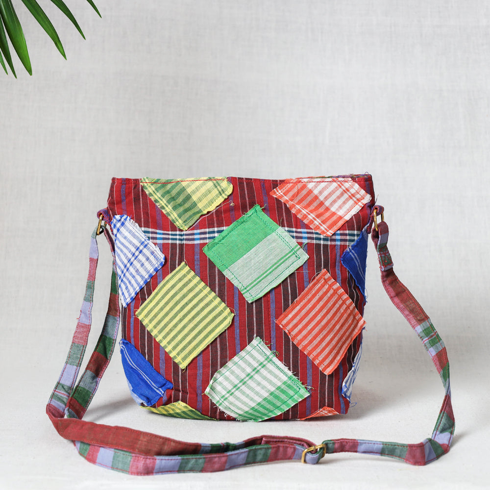 Gamcha Fabric Hand Embroidered Sling Bag