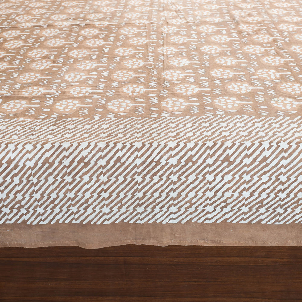 Brown - Bindaas Block Art Prints Double Bedcover Cotton Natural Dyed (110 x 93 in)