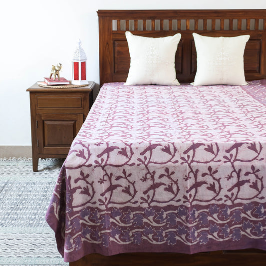 Purple - Bindaas Block Art Prints Natural Dyed Single Bedcover in Pure Cotton (93 x 60 in)