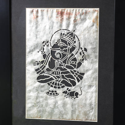 Sanjhi Paper Cut Gold-Silver Foil Artwork with Frame by Vijay Soni (43cm x 34cm)