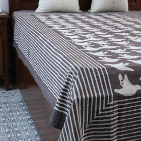 Brown Block Art Print Cotton Single Bindaas Bed Sheet