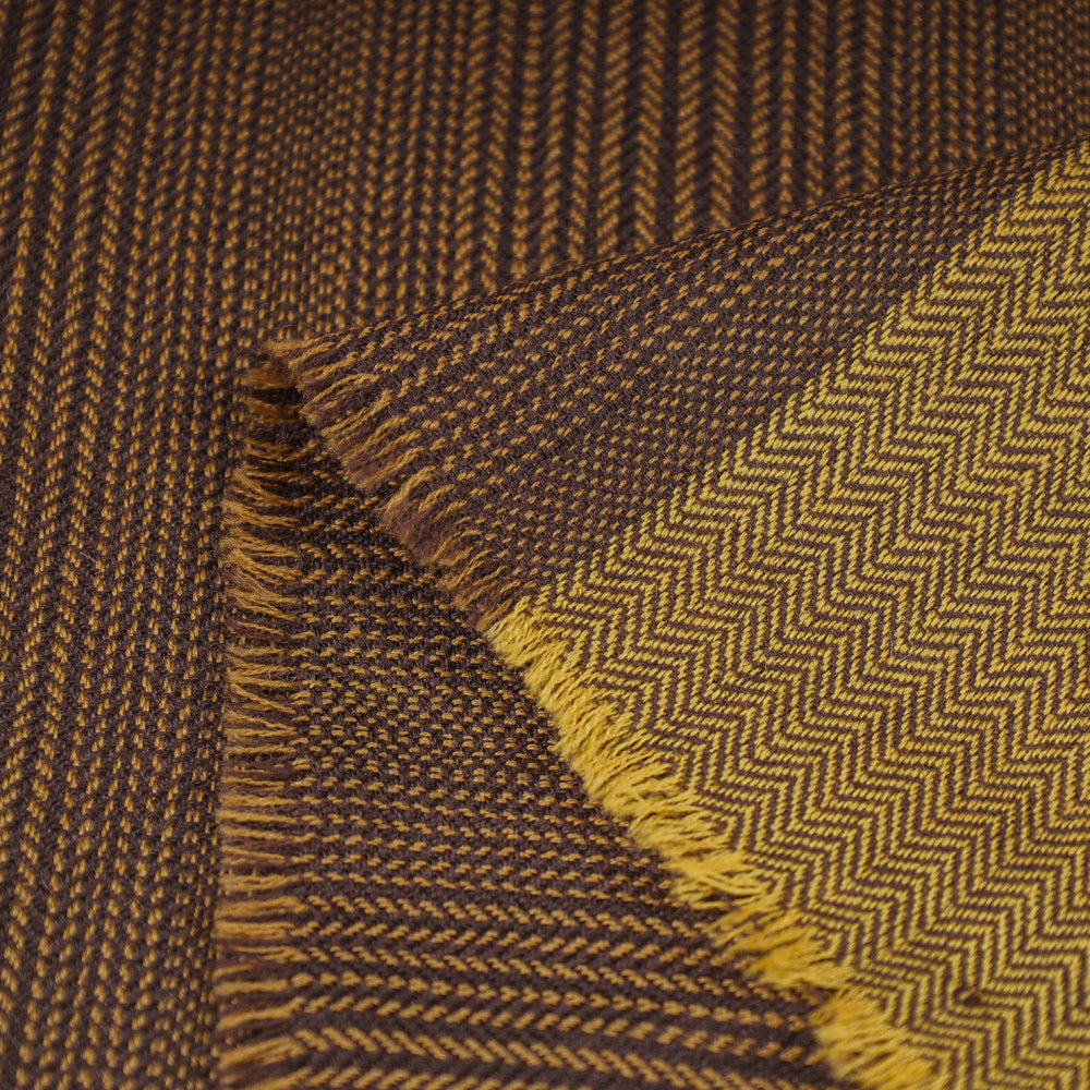 Brown - Kumaun Handwoven Pure Merino Woolen Fabric