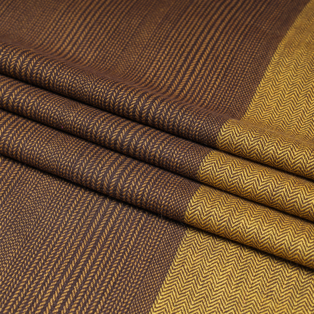 Brown - Kumaun Handwoven Pure Merino Woolen Fabric