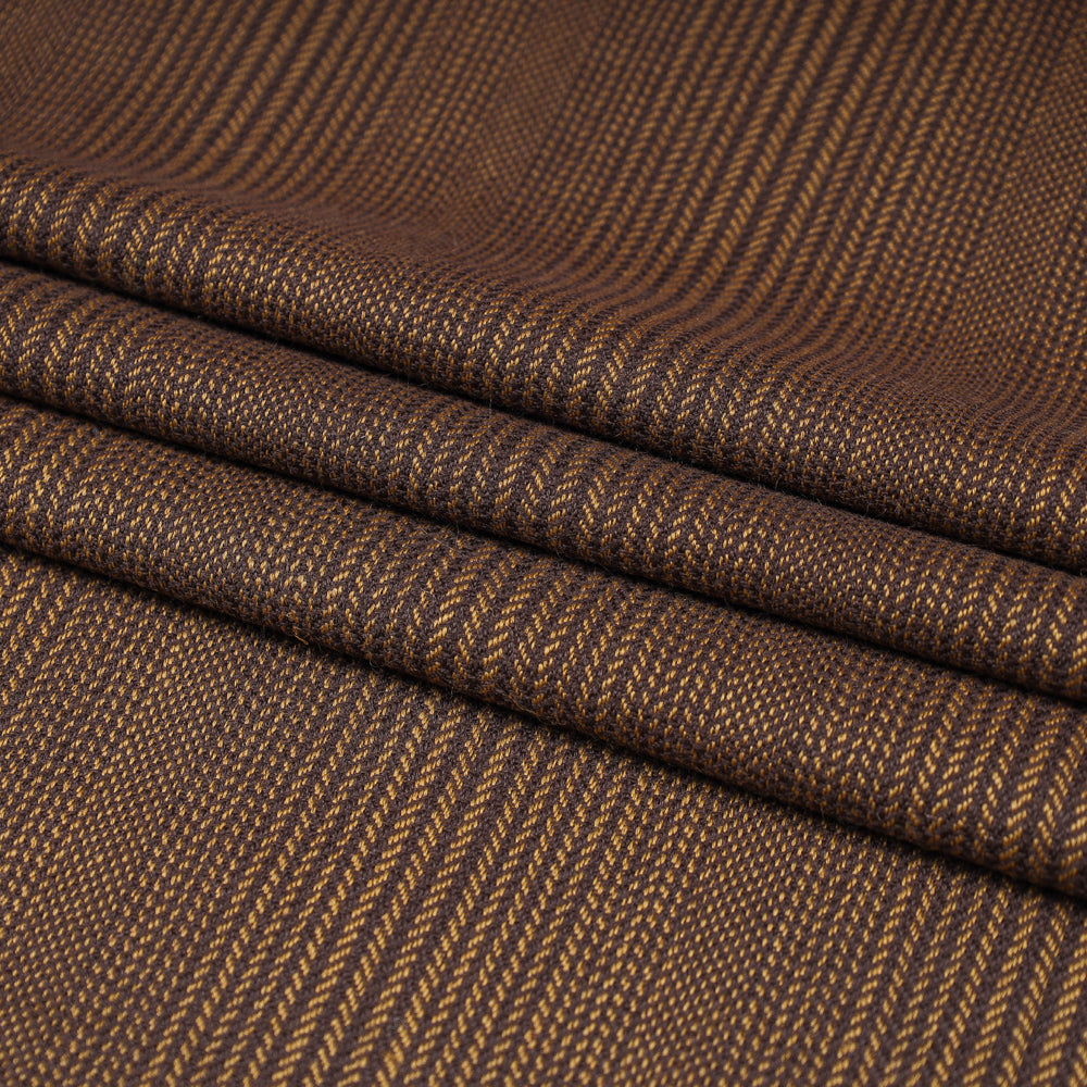 Brown - Kumaun Handwoven Pure Merino Woolen Fabric