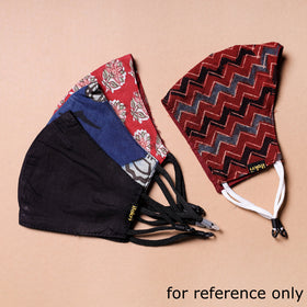  Ajrakh Block Printed Cotton 3 Layer Snug Fit Face Cover 